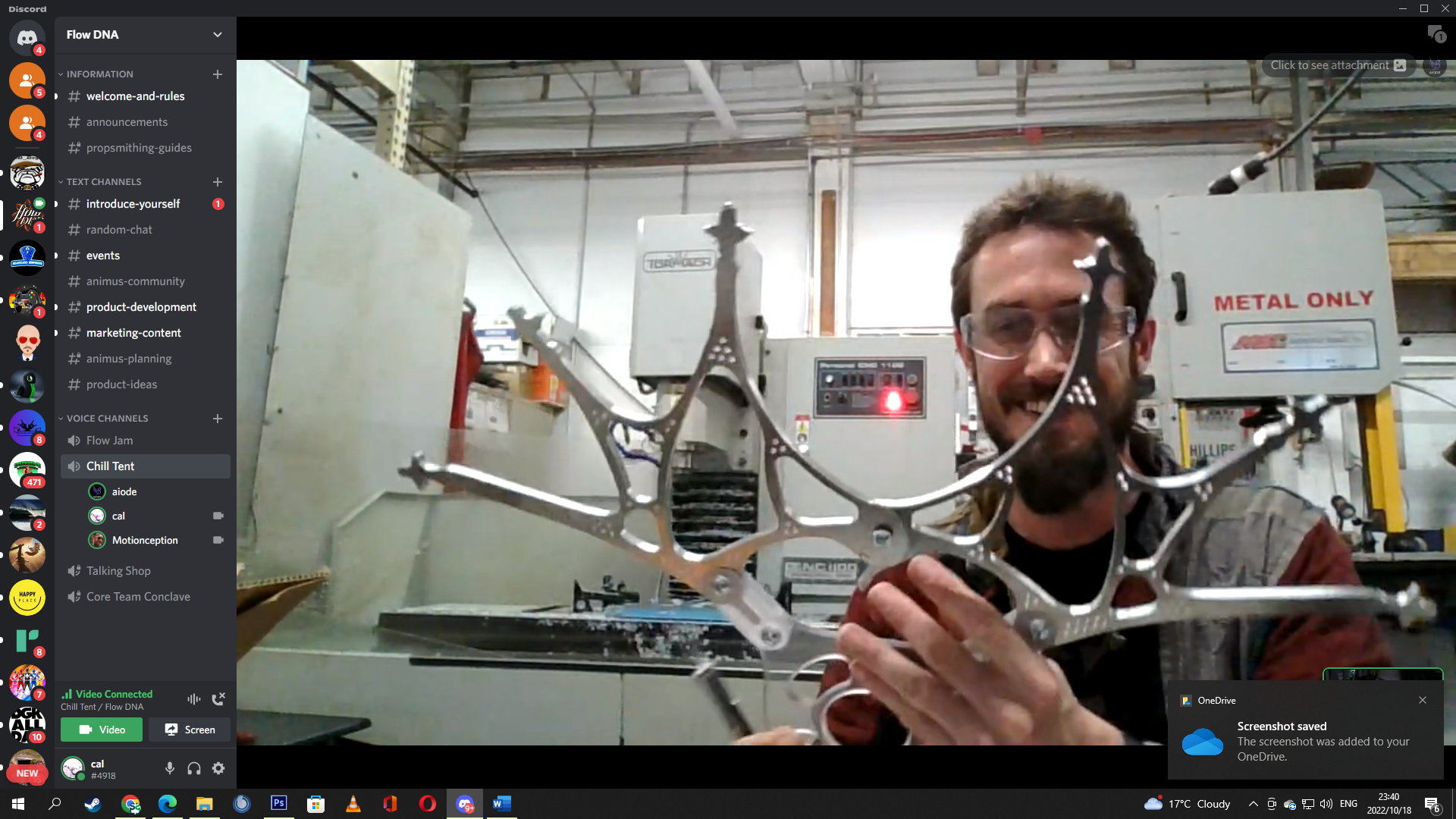 Duncan assembling the first ever poly carb and aluminium Facehugger designs in a Makerspace
